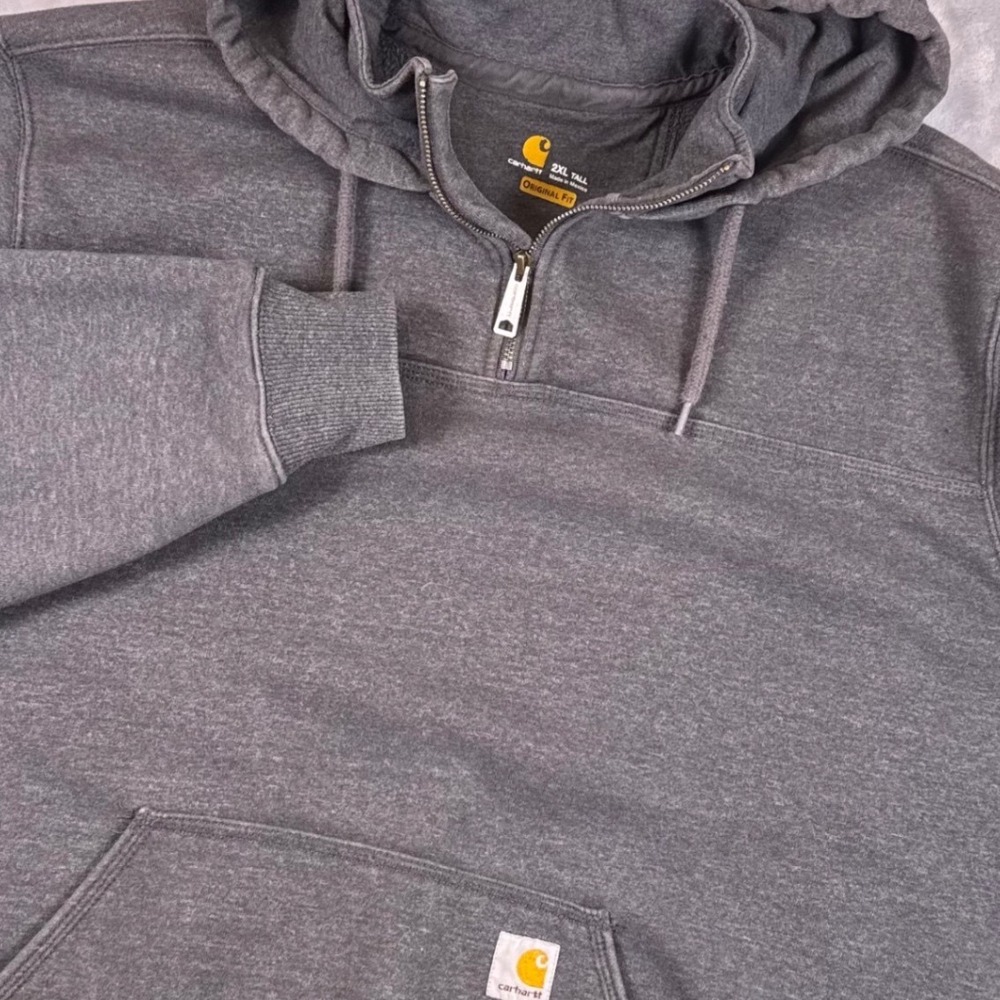 Carhartt Rain Defender Hoodie Mens 2XL Tall Gray Quarter Zip Original Fit Jacket